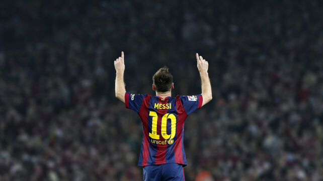Lionel Messi celebrating victory