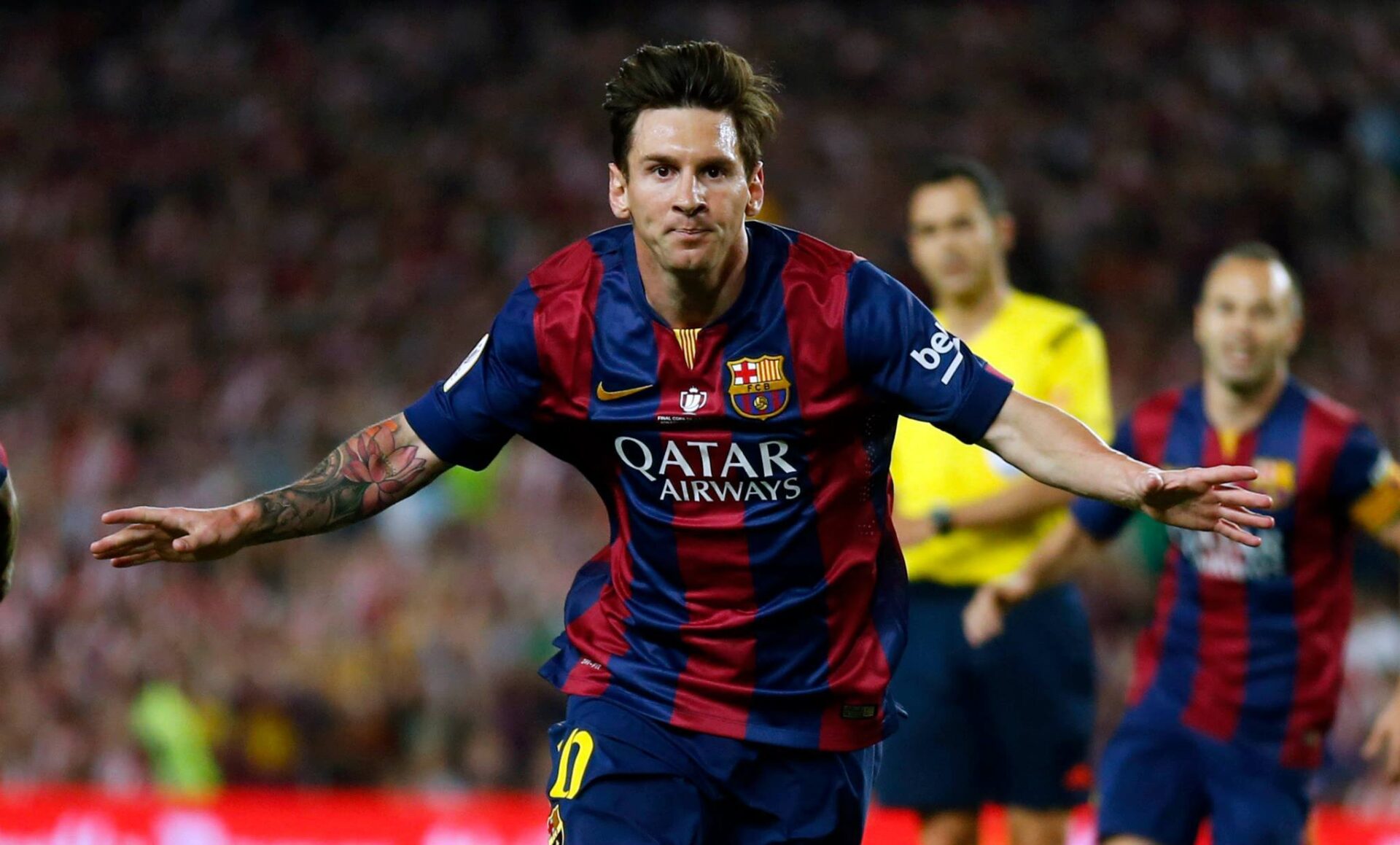 Messi after goal